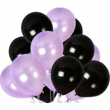 Best Parti Siyah - Lila Metalik Balon 70 Adet+ 5 mt Balon Zinciri