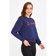 Zera Giyim Zera Lacivert Bisiklet Yaka 3 Iplikli Pamuklu Sweatshirt