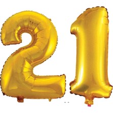Best Parti 21 Yaş Sayı Folyo Balon Gold 40 Inç 100 cm