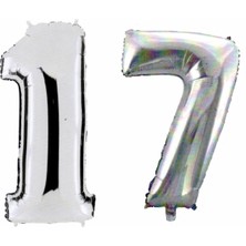 Best Parti 17 Yaş Sayı Folyo Balon Gümüş 40 Inç 100 cm