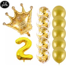 Best Parti Kral Tacı Folyo ve Latex Balon Set Parti Seti 2 Yaş