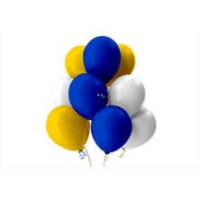 Best Parti Sarı-Beyaz-Koyu Mavi Pastel Soft Balon 50 Adet