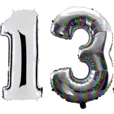 Best Parti 13 Yaş Sayı Folyo Balon Gümüş 40 Inç 100 cm