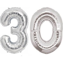 Best Parti 30 Yaş Sayı Folyo Balon Gümüş 40 Inç 100 cm