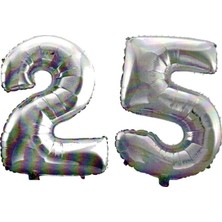 Best Parti 25 Yaş Sayı Folyo Balon Gümüş 40 Inç 100 cm