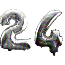 Best Parti 24 Yaş Sayı Folyo Balon Gümüş 40 Inç 100 cm