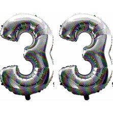 Best Parti 33 Yaş Sayı Folyo Balon Gümüş 40 Inç 100 cm