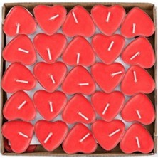 Best Parti Kalp Şekilli Tealight Mum 25 Adet, Dekoratif Mum, Romantik Ortam Mumu