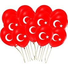 Best Parti 50 Adet Türk Bayraklı Kırmızı Baskılı Balon 23 Nisan - 29 Ekim Süslemesi