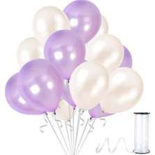 Best Parti Beyaz - Lila Metalik Balon 20 Adet