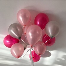 Best Parti Fuşya - Pembe - Gümüş Karışık Metalik Balon 30 Adet