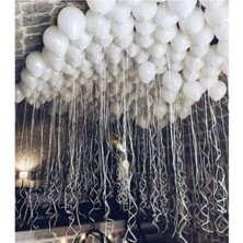 Best Parti Metalik Lateks Balon Helyum Uyumlu 100 Adet Beyaz Renk