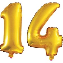 Best Parti 14 Yaş Sayı Folyo Balon Gold 40 Inç 100 cm