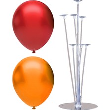 Best Parti 7 Çubuklu Balon Standı + 100 Adet Balon ( Turuncu, Kırmızı )