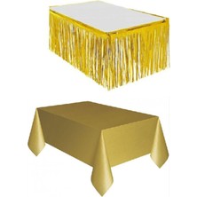 Best Parti Gold Metalize Masa Etegi + Plastik Gold Masa Örtüsü