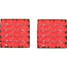 Best Parti Sevgililer Günü Kırmızı Kalp Tealight Mum 50 Adet
