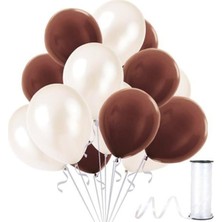 Best Parti Kahverengi - Beyaz Metalik Balon 20 Adet