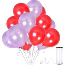 Best Parti Lila-Kırmızı Metalik Balon 30 Adet