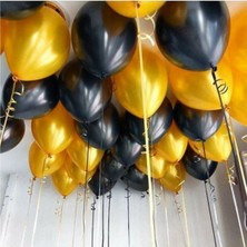 Best Parti 30 Adet 12 Inç Parti Balonu Metalik Gold Pastel Siyah