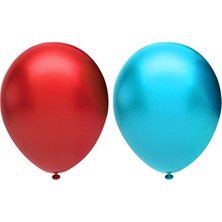 Best Parti Metalik Balon Seti 50 Adet ( Kırmızı, Açık Mavi)