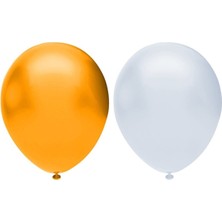 Best Parti Metalik Balon Seti 100 Adet ( Beyaz, Turuncu)