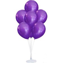 Best Parti Balon Standı ve 7 Adet Metalik Mor Balon Seti