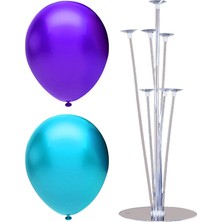 Best Parti 7 Çubuklu Balon Standı + 40 Adet Balon ( Mor - Açık Mavi )