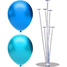 Best Parti 7 Çubuklu Balon Standı + 100 Adet Balon ( Açık Mavi, Koyu Mavi )