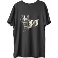 Top Glory Ngu Baskılı Siyah Penye Boks Sporcu T-Shirt %100 Pamuklu Rahat Kesim