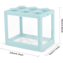 Dolity Mini Tank LED Işık Temizle Süs Akvaryum Ofis Masaüstü Dekor Mavi(Yurt Dışından)