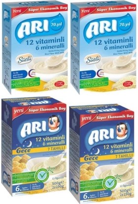 Arı Mama Avantaj Paketi 4 Adet *500 gr 12 Vitaminli 6 Mineralli Pirinç Unu