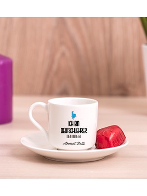 Hediye Dükkanı Kişiye Özel  Erkek Almanca Öğretmeni Porselen Türk Kahvesi Fincanı
