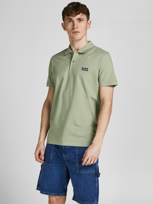 Jack & Jones 12207491_Jcojake Polo Ss Fst Polo Yaka Regular Fit Düz Açık YeşilErkek T-Shirt