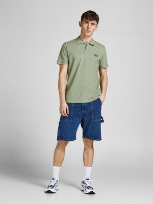 Jack & Jones 12207491_Jcojake Polo Ss Fst Polo Yaka Regular Fit Düz Açık YeşilErkek T-Shirt