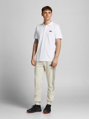 Jack & Jones 12207491_Jcojake Polo Ss Fst Polo Yaka Regular Fit Düz Beyaz Erkek T-Shirt