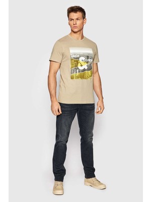 Jack & Jones Erkek Bisiklet Yaka Baskılı Tişört 12207495