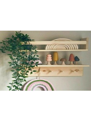 Stay Trade Ahşap Askılık Raf ve Kitaplık Raf Eğitici Montessori Raf 2li 60 cm