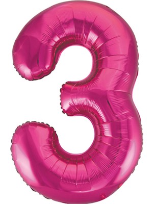 Partijet 3 Rakam Pembe Folyo Balon 40 cm