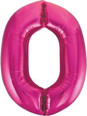 Partijet 0 Rakam Pembe Folyo Balon 40 cm