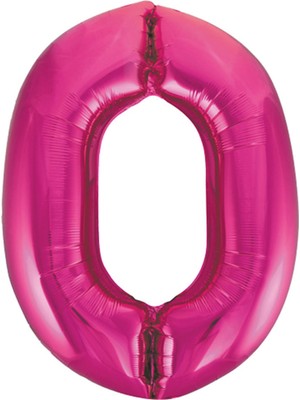 Partijet 0 Rakam Pembe Folyo Balon 40 cm