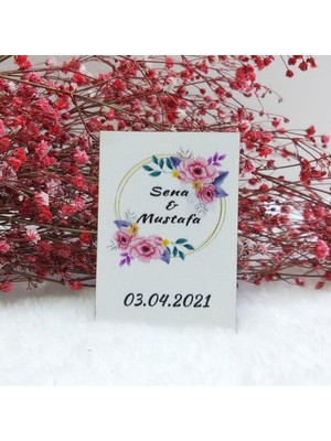 Hayaller Dükkanı 30 Adet Pembe Çiçekli Ahşap Nikah Magnet Nikah Şekeri Uv Baskı Nişan Liği Ekonomik