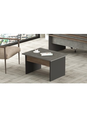 Yurudesign Vista B Ofis Sehpası 80CM*60CM Kahve-Beton-Antrasit Vs2-Cga