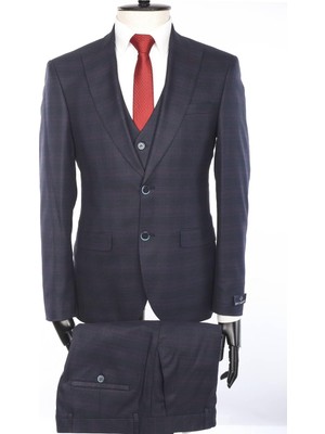 Jan Carlucci Slimfit Yelekli Drop 6 Takım-Koyulacivert