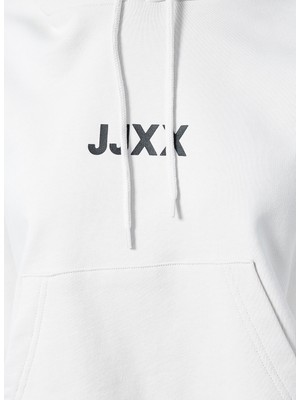 JJXX Kapüşonlu Oversize Düz Krem KadınSweatshirt - Jxcarla Ls Oversize Hoodie By