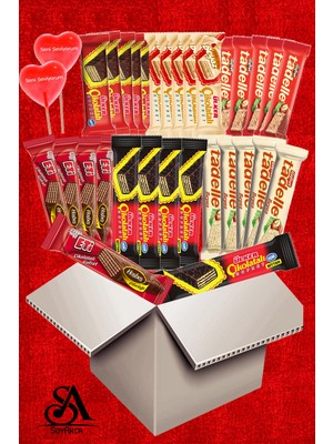 Çikolata Aşkı 32 Parça Gofret & Hediye Çikolata Paketi. Seni Seviyorum Şeker ve Tohumlu Kalem Hediyeli