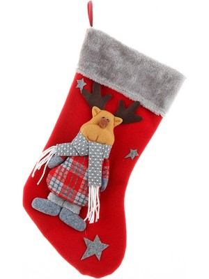 Generic 5 Adet Takım Bebek Büyük Noel Çorapları Noel Süslemeleri Nordic Forester Bebek Kırmızı Çorap Şeker Hediye Çantası Şömine Ev Dekorasyonu