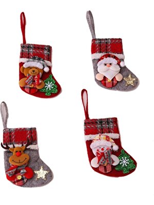 Generic 4 Adet Takım Kişiselleştirilmiş Mini Noel Stocking - Tablo Ayarı - Noel Hediyesi, Noel Tatil Dekorasyonu Noel Çorap Çorap