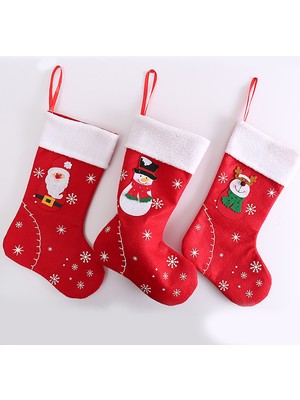 Generic 3 Adet Takım Noel Çorap Çoraplar ile Güzel Yeni Yıl Rudolph Asılı Halat Şeker Hediye Çanta Noel Dekor Festivali Parti Malzemeleri