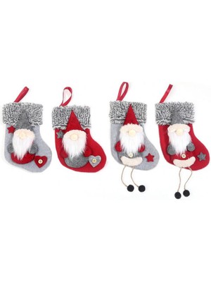 Generic 4 Adet Takım Noel Dekorasyon Noel Çorap Kolye Süsler Küçük Çizmeler Çocuk Yeni Yıl Şeker Çanta Hediye Şömine Ağacı Dekor Sahne