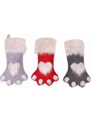 Generic 3 Adet Takım Çorap Noel Ev Dekorasyon Aksesuarları Noel Hediyesi Çanta Pet Köpek Kedi Pençe Çorap Çorap Noel Ağacı Süsler